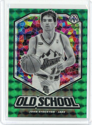 2019-20 Panini Mosaic Basketball John Stockton Old School Green Prizm Card #5