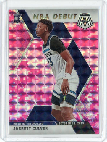 2019-20 Panini Mosaic Basketball Jarrett Culver NBA Debut Pink Camo Prizm RC Card #263