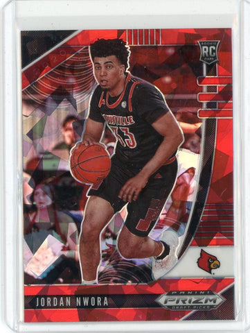 2020-21 Panini Prizm Draft Picks Basketball Jordan Nwaora Red Cracked Ice RC Card #38