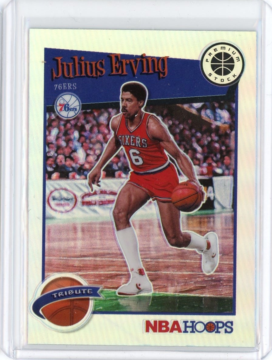2019-20 Panini NBA Hoops Basketball Julius Erving Tribute Silver Prizm Card #293
