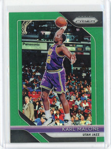 2018-19 Panini Prizm Basketball Karl Malone Green Prizm Card #75