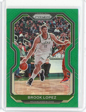 2020-21 Panini Prizm Basketball Brook Lopez Green Prizm Card #29