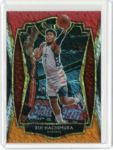 2020-21 Panini Select Basketball Rui Hachimura Premier Level Red White Orange Shimmer Prizm Card #130