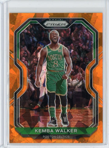 2020-21 Panini Prizm Basketball Kemba Walker Orange Cracked Ice Prizm Card #122