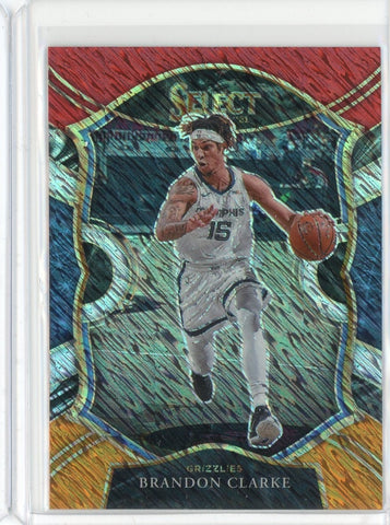 2020-21 Panini Select Basketball Brandon Clarke Concourse Red White Orange Shimmer Prizm Card #55