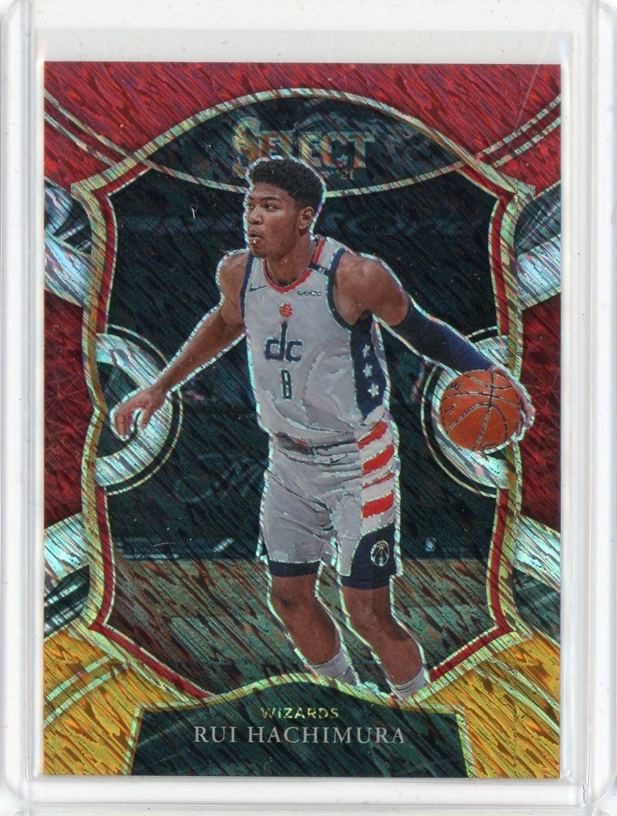 2020-21 Panini Select Basketball Rui Hachimura Concourse Red White Orange Shimmer Prizm Card #13