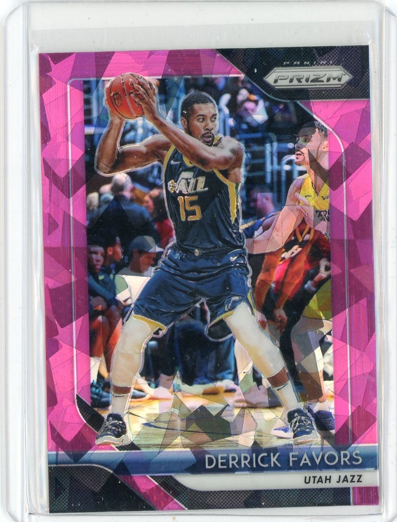 2018-19 Panini Prizm Basketball Derrick Favours Pink Cracked Ice Prizm Card #173