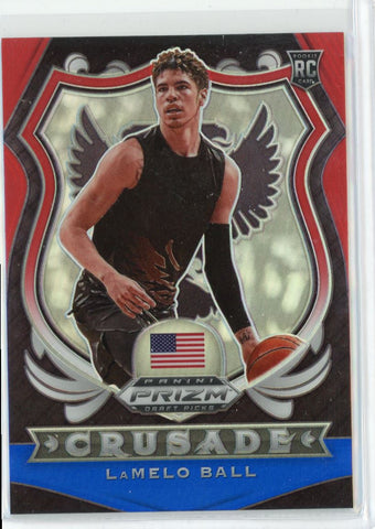 2020-21 Prizm Draft Picks Lamelo Ball Red White Blue Crusade RC Card #83