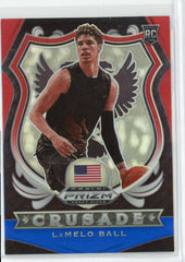2020-21 Prizm Draft Picks Lamelo Ball Red White Blue Crusade RC Card #83