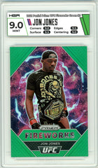 2021 Panini Prizm UFC Jon Jones Fireworks Green Prizm #9 HGA 9.0 MINT