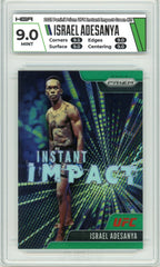 2021 Panini Prizm UFC Israel Adesanya Instant Impact Green Prizm #11 HGA 9.0 MINT
