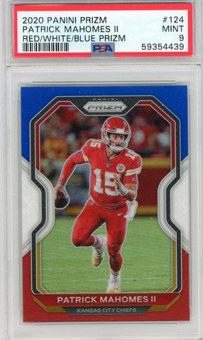 2020 Panini Prizm NFL Patrick Mahones Blue Prizm Card #124 PSA 9