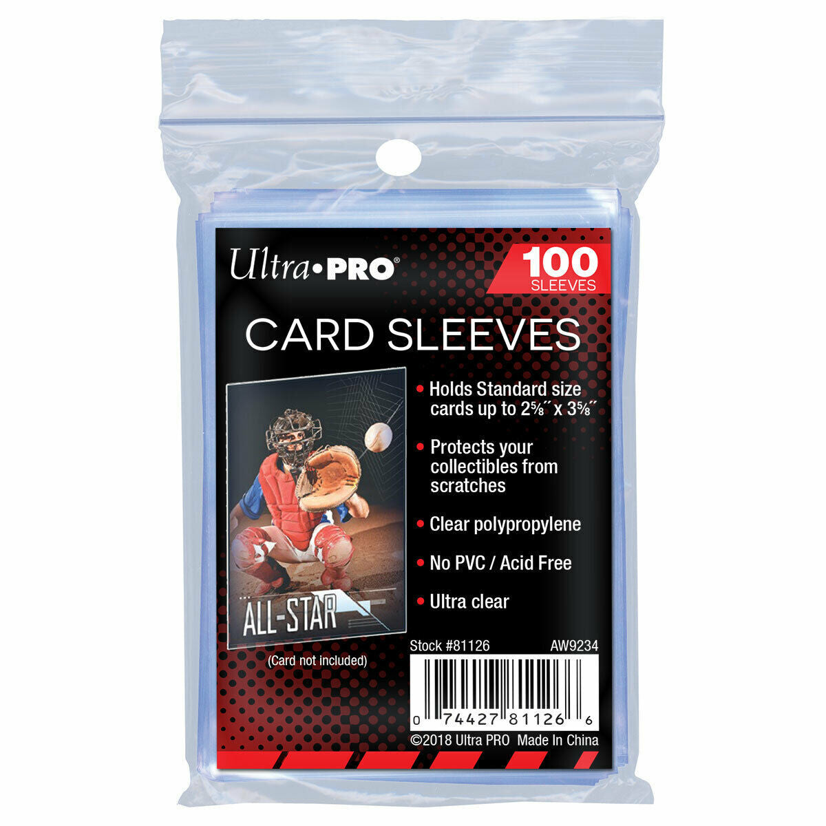 ULTRA PRO - Soft Card Sleeves 100 pk - Suits Cards 2.5" x 3.5"