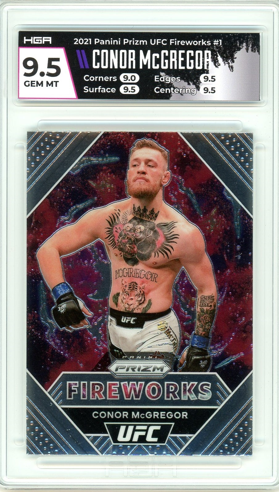 2021 Panini Prizm UFC Conor McGregor Fireworks Card #1 HGA 9.5 GEM MINT