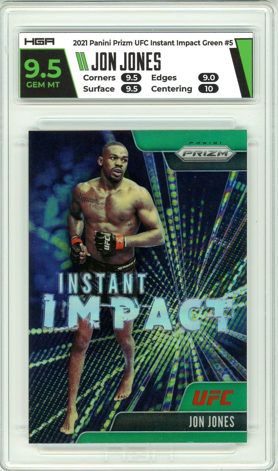 2021 Panini Prizm UFC Jon Jones Green Prizm #5 HGA 9.5 GEM MINT