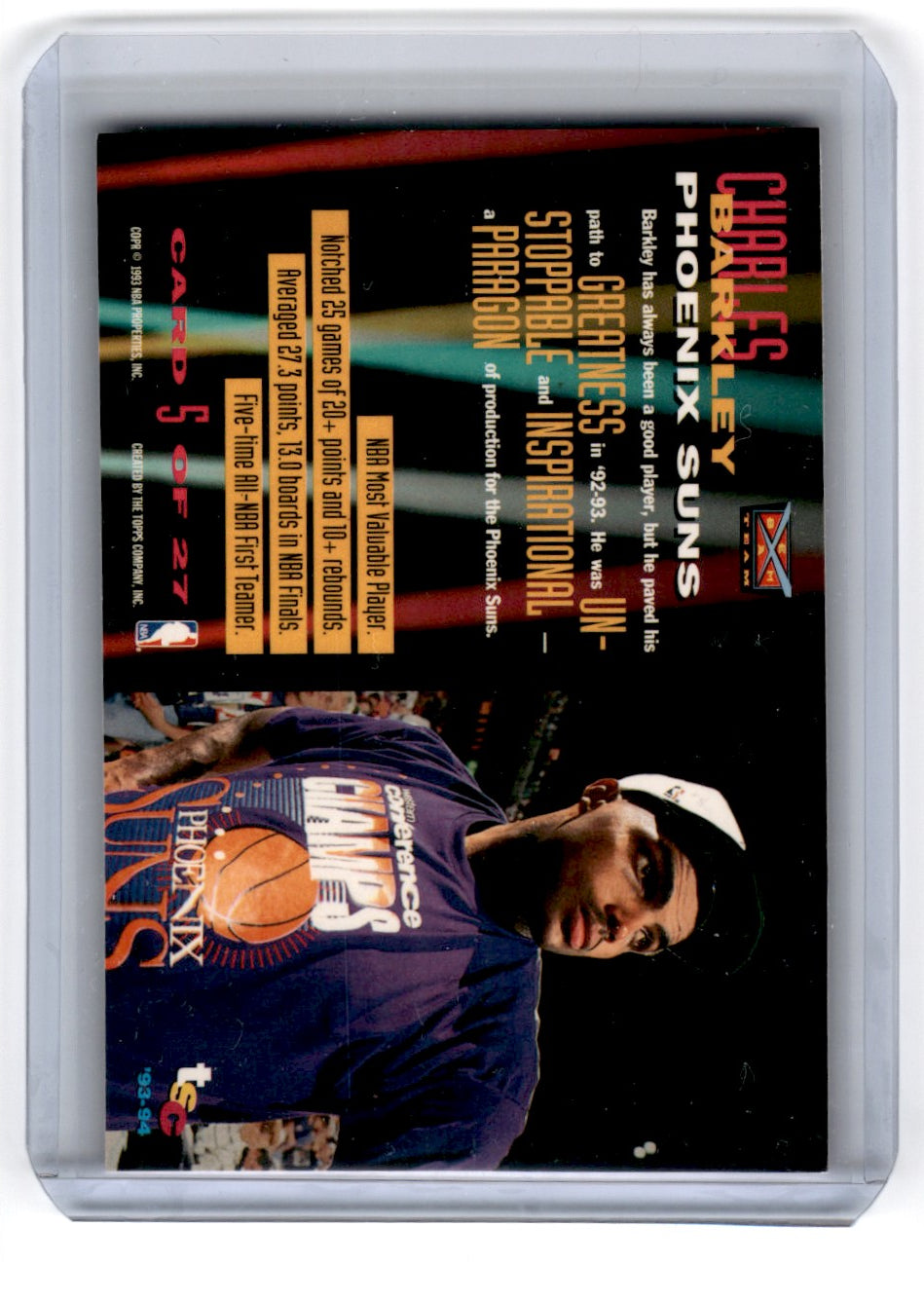 1993 Topps Stadium Club Beam Team Charles Barkley Card 5