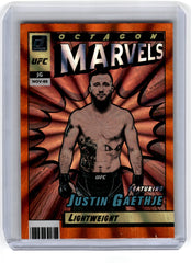 2022 Panini UFC Donruss Justin Gaehje Marvels Orange Laser Card 15