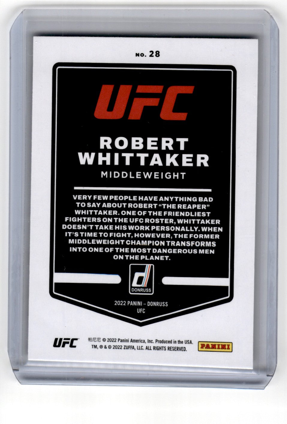 2022 Panini UFC Donruss Robert Whittaker 28