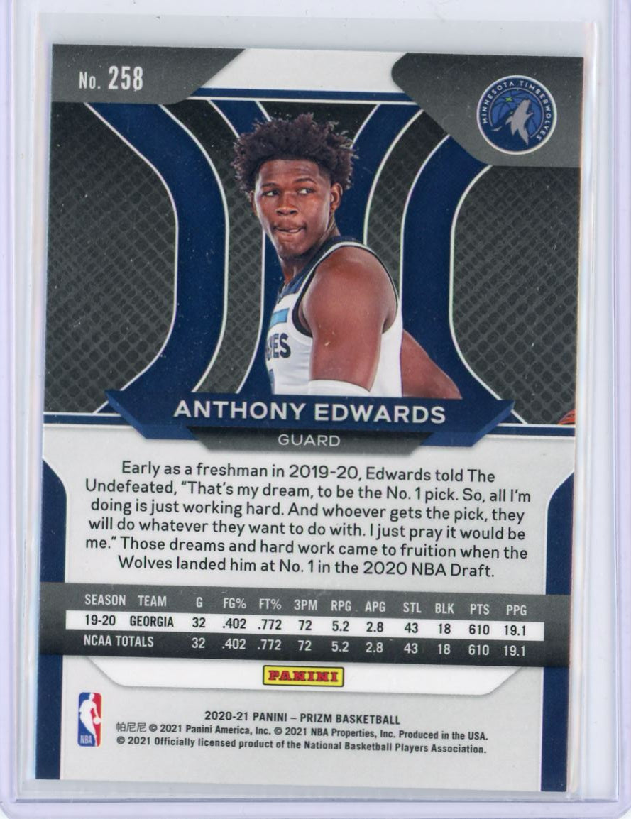 2020 Panini Prizm Anthony Edwards RC #258