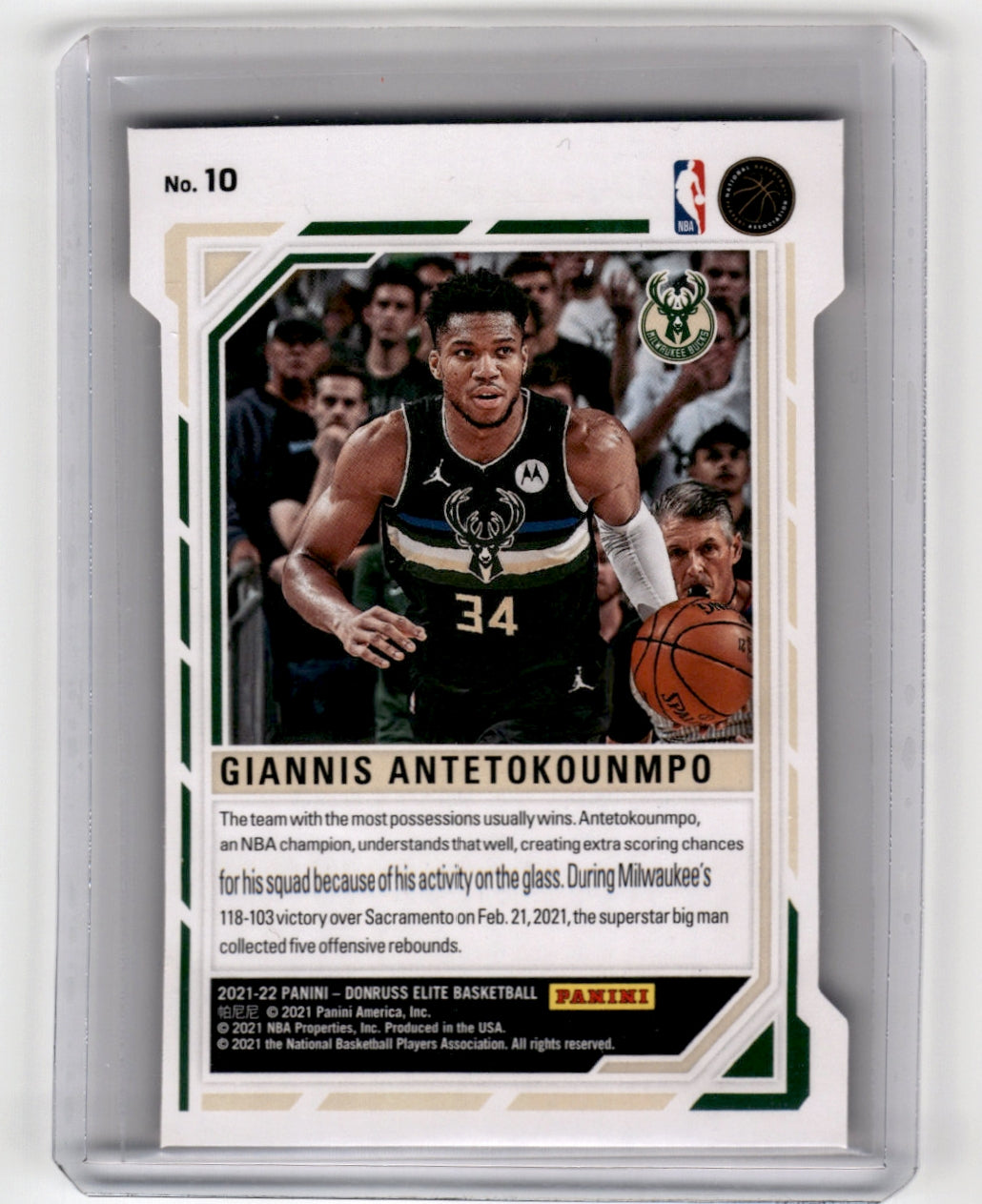 2021 Donruss Elite Orange #10 Giannis Antetokounmpo Primary Colors Blue