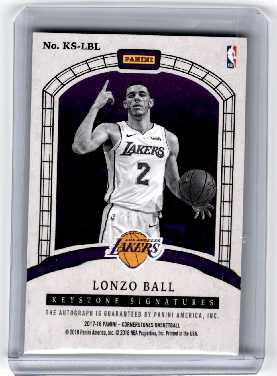 2017 Panini Cornerstones #KS-LBL Lonzo Ball Keystone Signatures