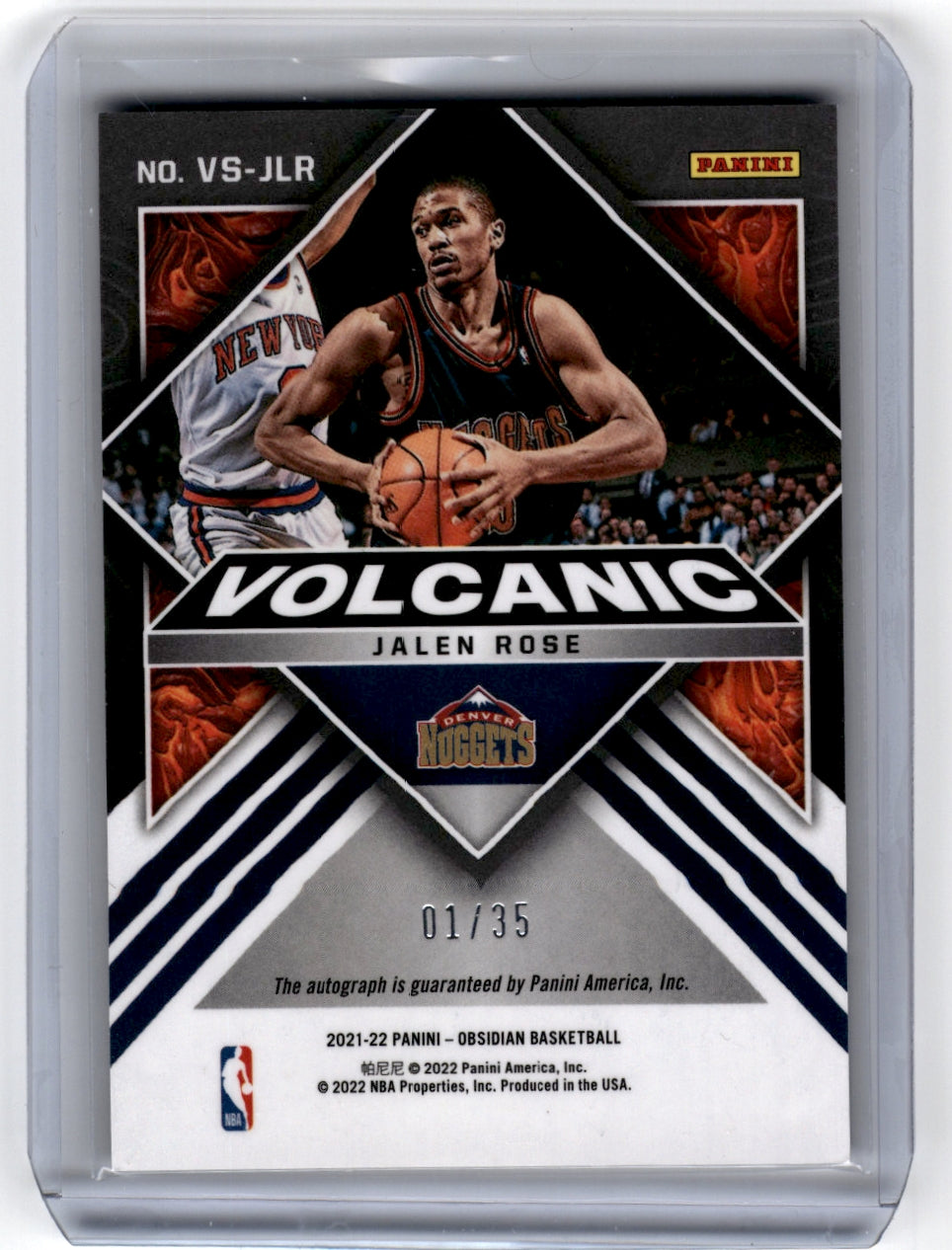 2021 Panini Obsidian Volcanic /35 #VS-JLR Jalen Rose Obsidian Electric Etch Red