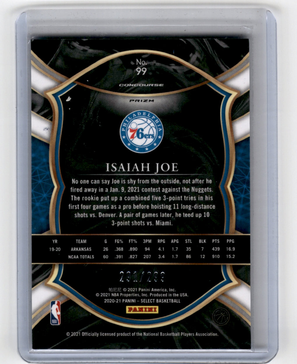 2020 Panini Select /299 #99 Isaiah Joe