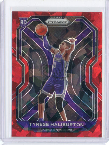 2020-21 Panini Prizm Tyrese Haliburton Red Cracked Ice RC Card 262