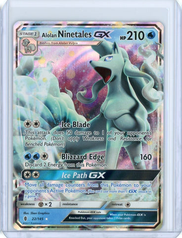 2017 Pokemon Guardians Rising Alolan Ninetakes Full Art GX 22/145