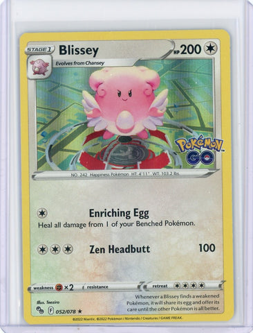 2022 Pokemon Go Blissey Holo Rare 052/078