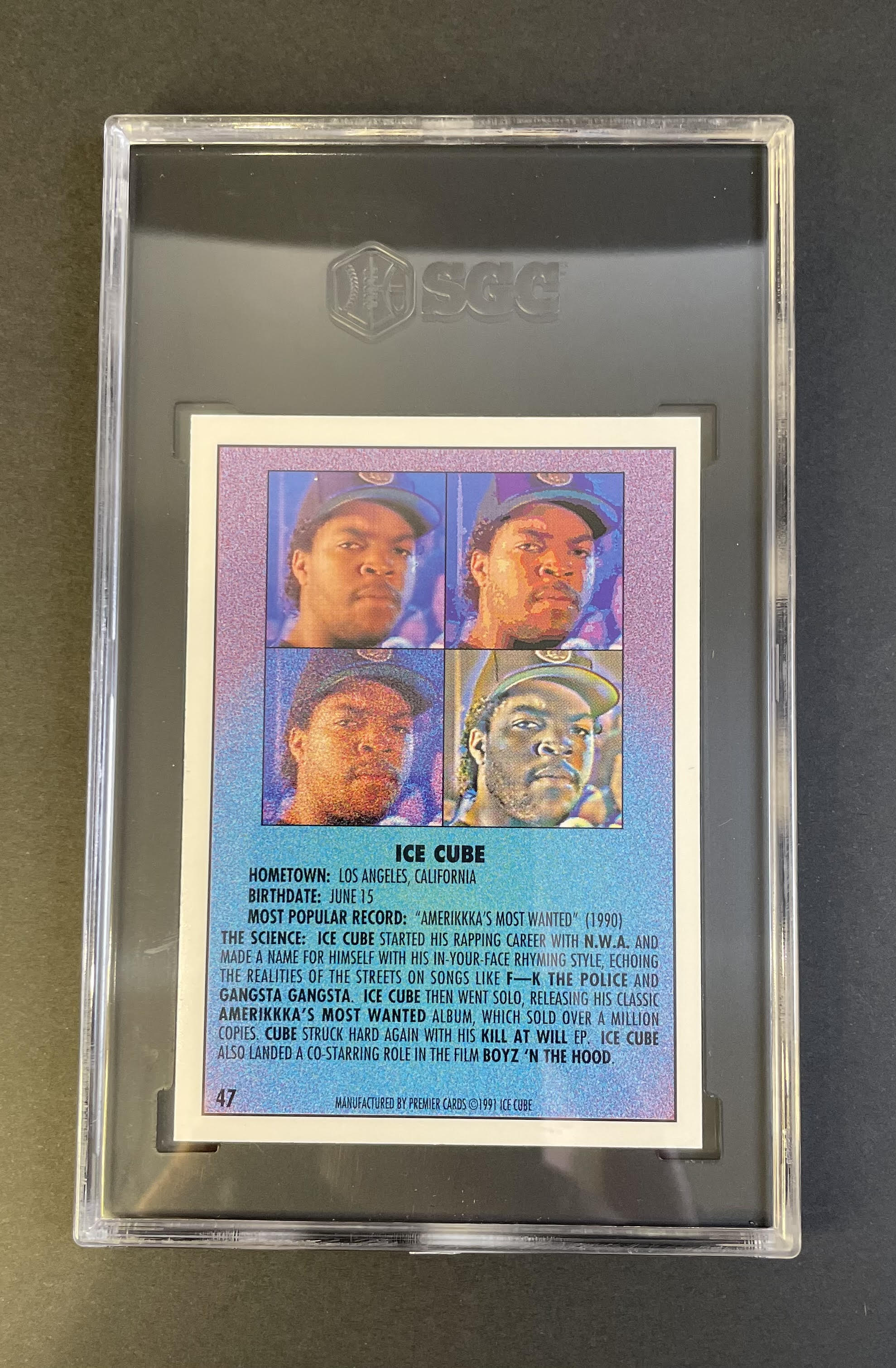 1991 The Rap Pack Ice Cube #47 SGC 10 GEM MINT
