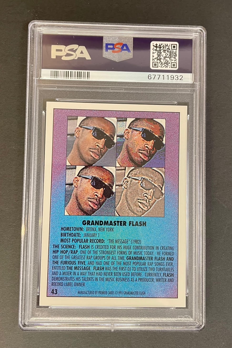 1991 Premier Rap Pack Grandmaster Flash #43 PSA 9 MINT