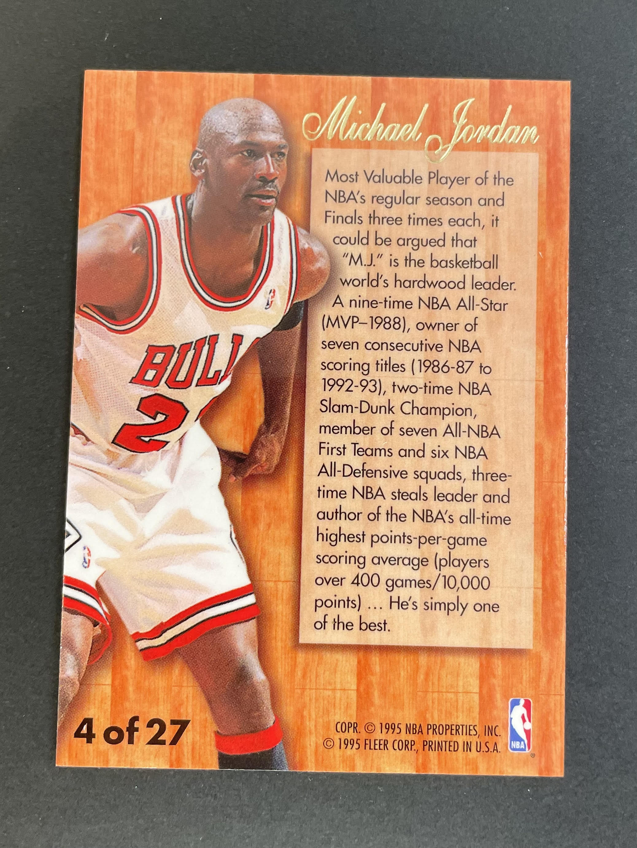 1995 Fleer Hardwood Leader Michael Jordan 4 of 27