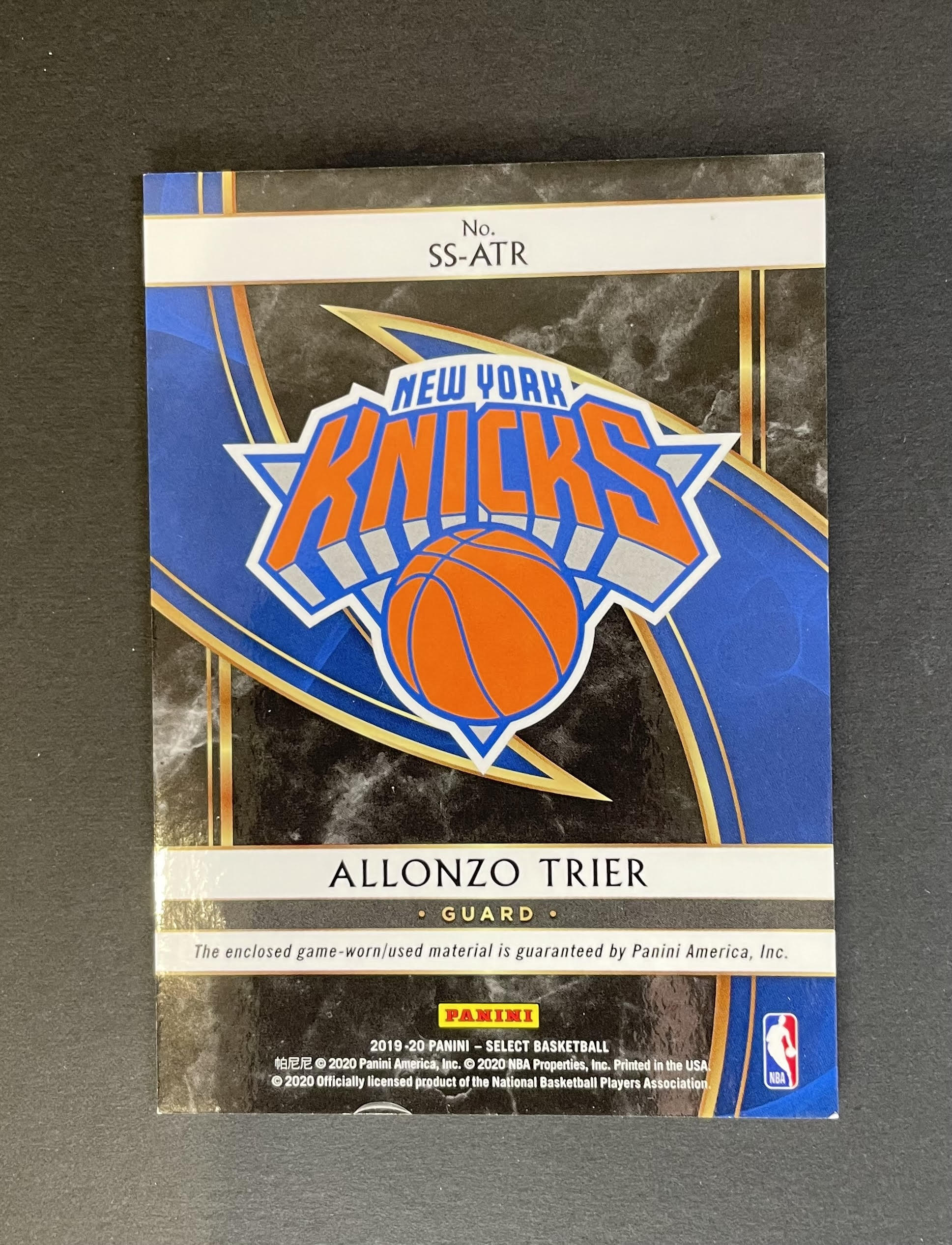 2019 Panini Select  Allonzo Trier Patch Card SSATR