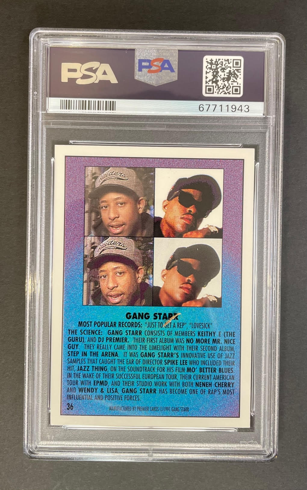 1991 Premier Rap Pack Gang Starr #36 PSA 10 GEM MINT