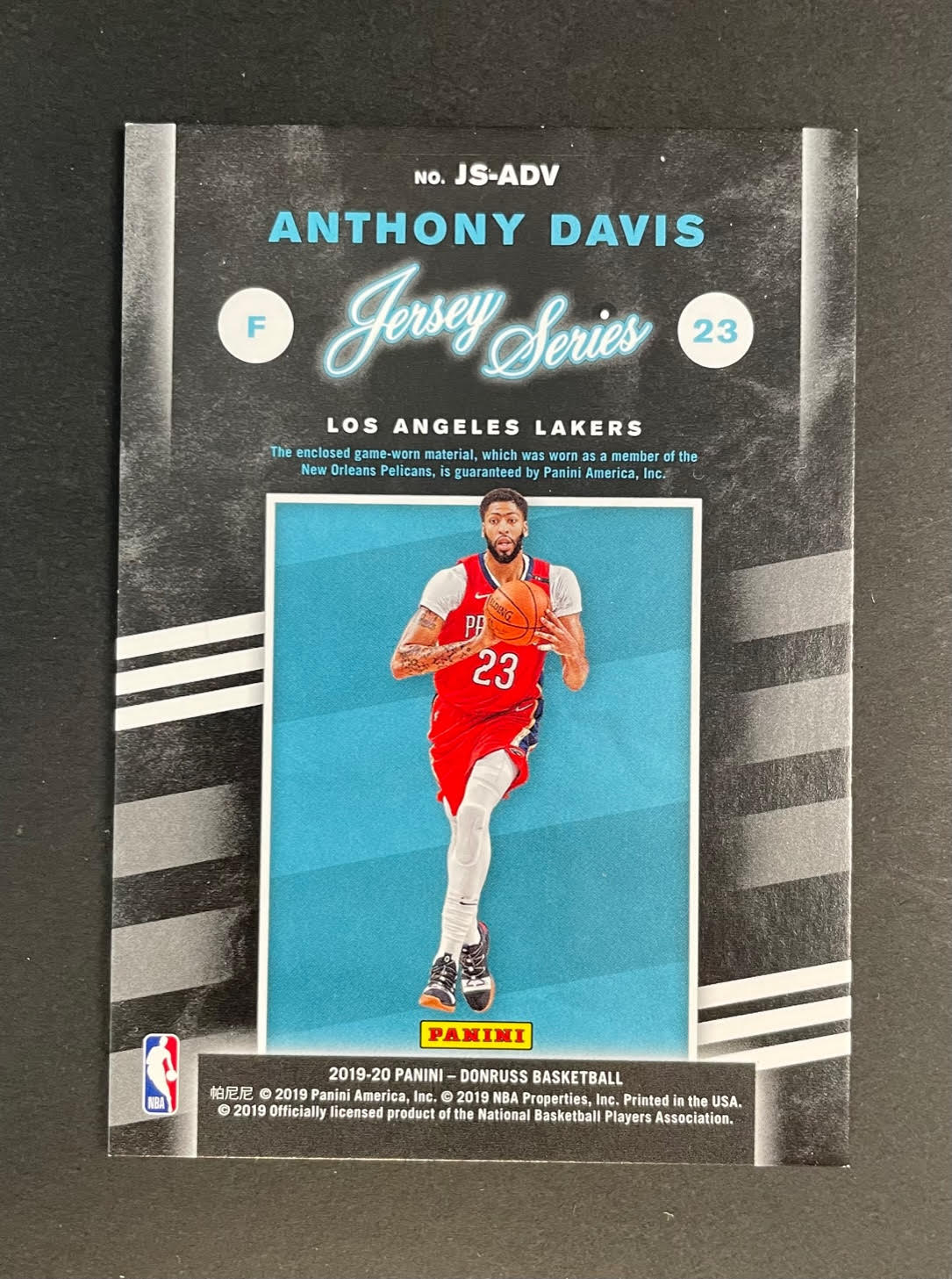 2019-20 Panini Donruss Jersey Series Anthony Davis Patch #JSADV