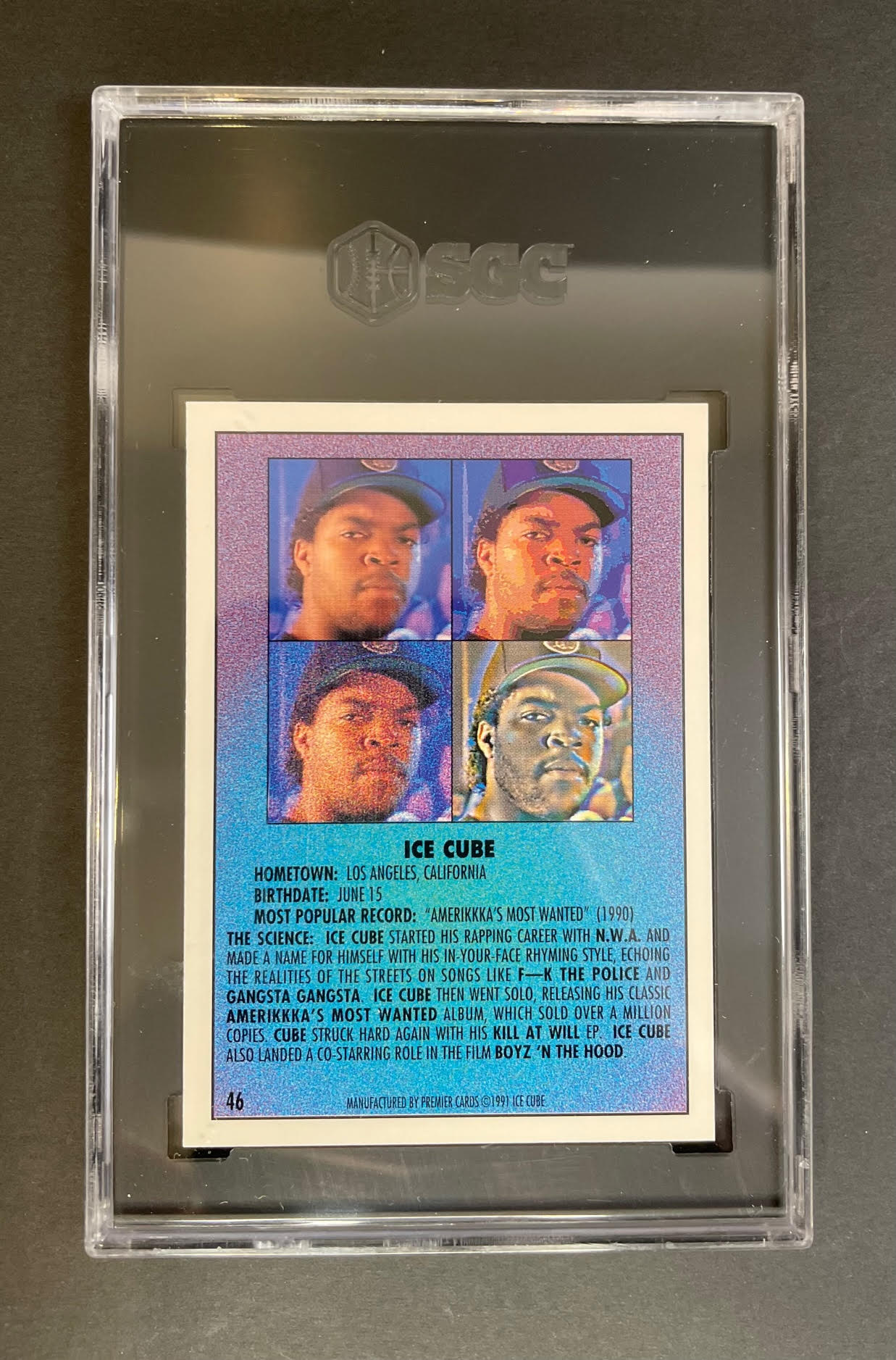 1991 The Rap Pack Ice Cube #46 SGC 10 GEM MINT