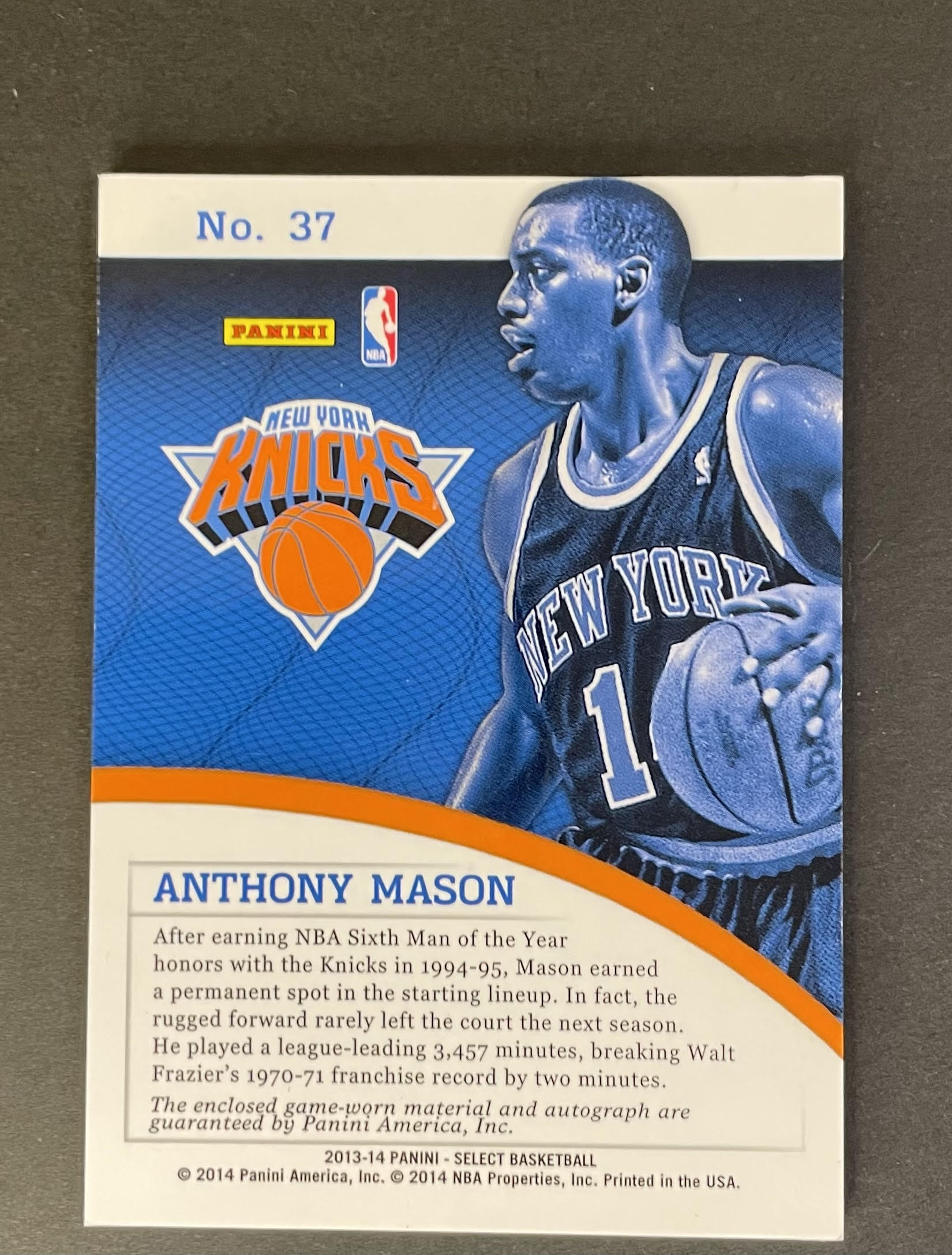 2013-14 Panini Select Anthony Mason Auto #37