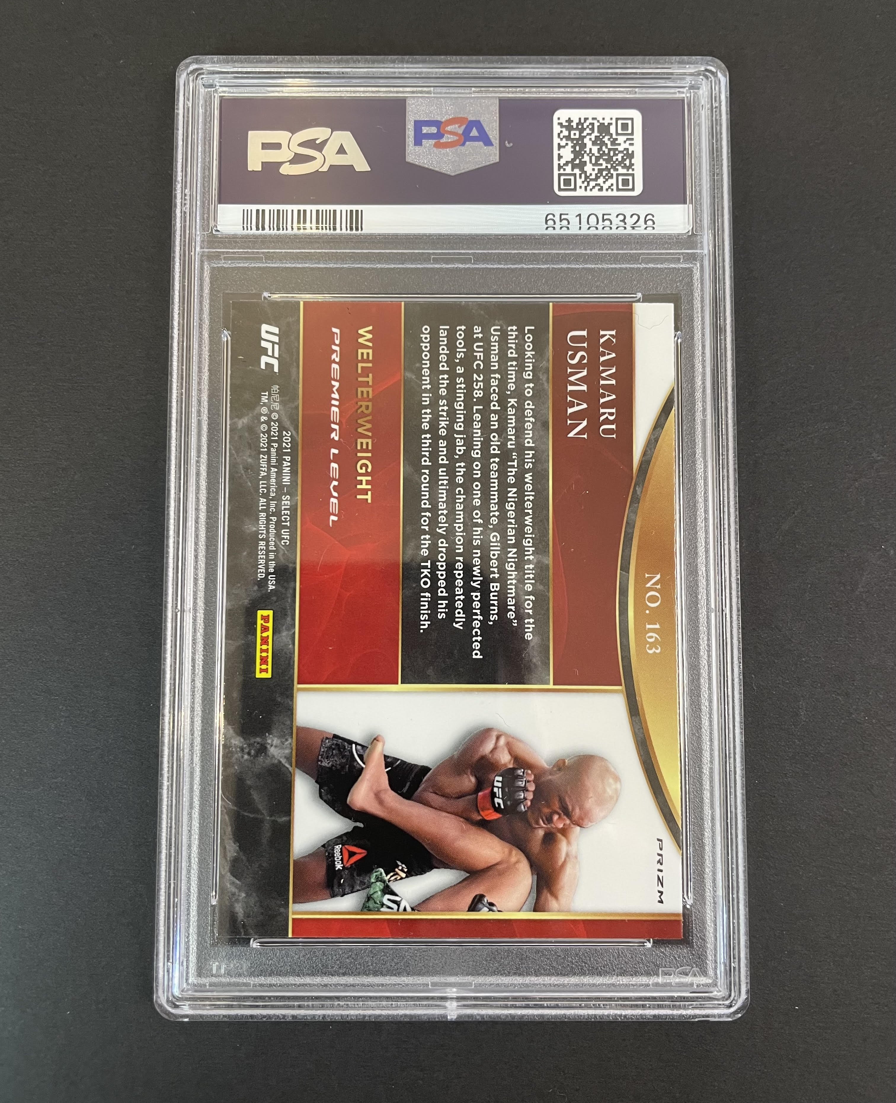 2021 Panini Select UFC Kamaru Usman Silver Prizm #163 PSA 9 MINT