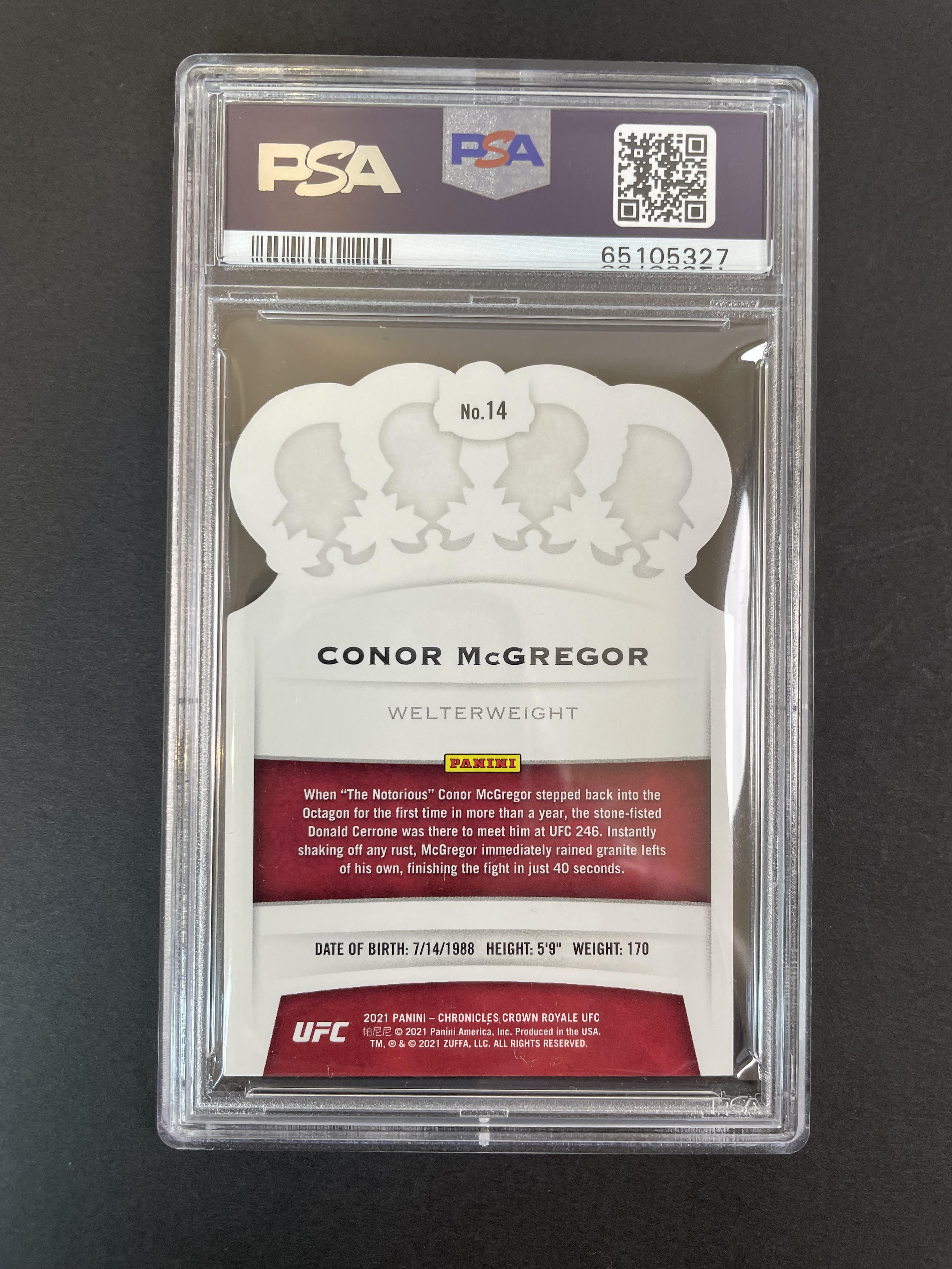 2021 Panini Chronicles Crown Royale Conor McGregor #14 PSA 9 MINT